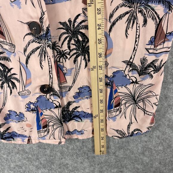 Modcloth Pepaloves Shirtdress Womens Medium Pink Rayon Tropical Beach Aloha - Picture 9 of 13